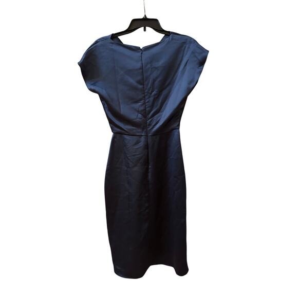 Amsale Blue Asymmetric Draped Sheath Dress - Size 0 (New) - Picture 2 of 4
